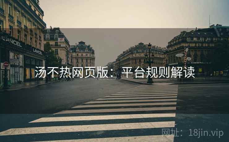 汤不热网页版：平台规则解读