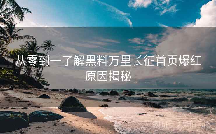 从零到一了解黑料万里长征首页爆红原因揭秘
